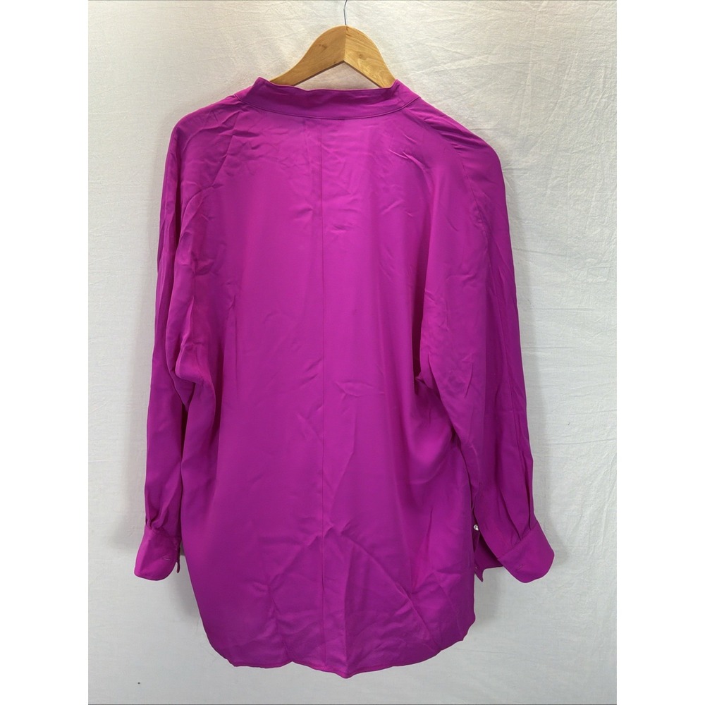 Polo Ralph Lauren Women's Size L 100% Silk Blouse Hot Pink V Neck Office Travel - Picture 3 of 8